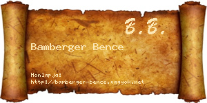 Bamberger Bence névjegykártya